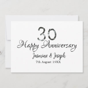 Invitation Métallisé argent 30e Joyeux anniversaire ajoutez n