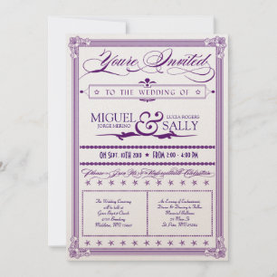 Invitation Métallurgique violet et or do-it-yourself Mariage