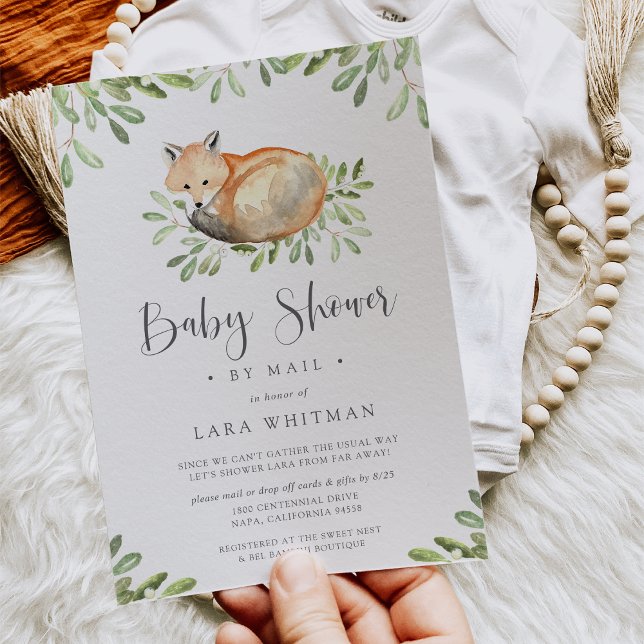 Invitation Mete Baby shower de Fox Woodland par courrier (Créateur téléchargé)