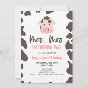 Invitation Meuh Meuh, je fête mes deux ans, Joyeux anniversai
