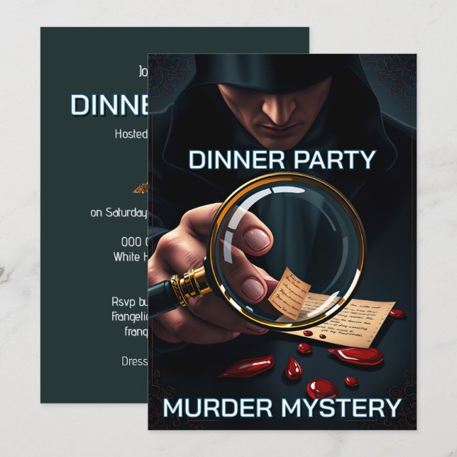 Invitation Meurtre mystère crime scène dîner do-it-yourself (Devant / Derrière)