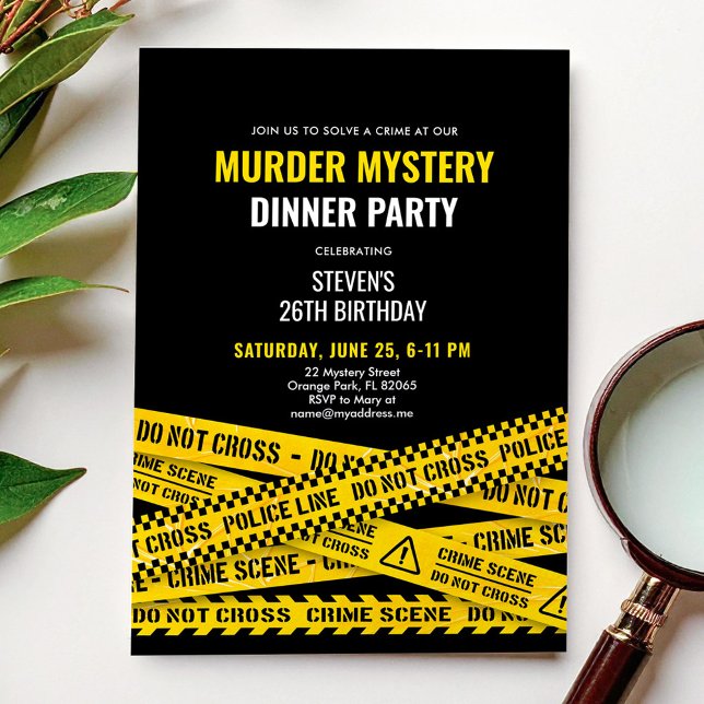 Invitation Meurtre Mystère Dîner Fête Jaune Police Tapes (Créateur téléchargé)