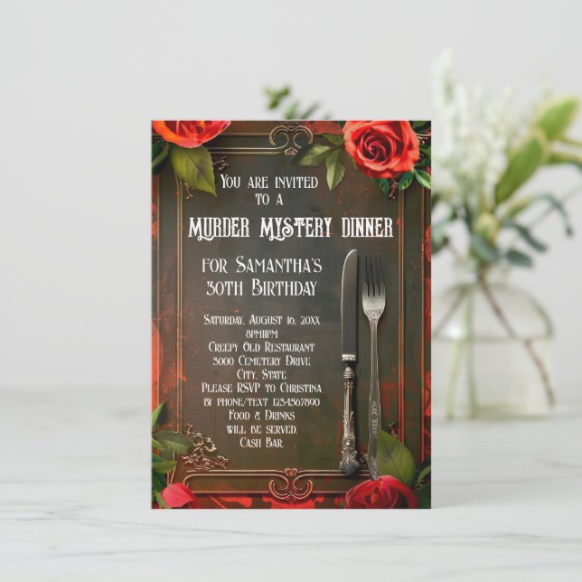 Invitation Meurtre Mystère Dîner Social ou fête d'anniversair (Debout devant)