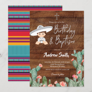 Invitation Mexicain Argent Charro Anniversaire et Baptême gar