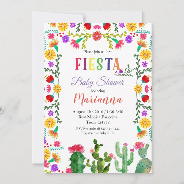 Invitation mexicain de baby shower de Cinco De (Devant)