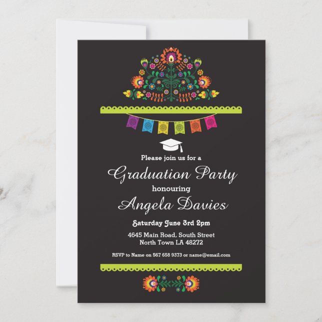 Invitation mexicain de casquette de motif de fête (Devant)