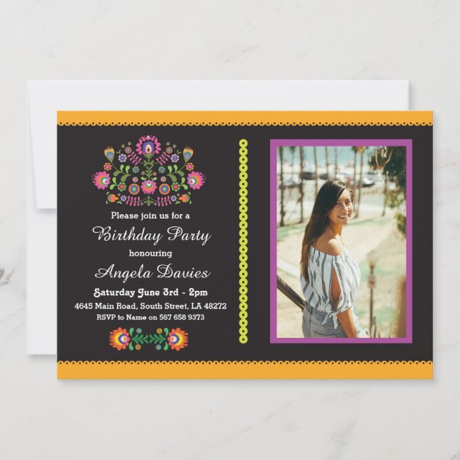Invitation mexicain de motif de fête (Devant)