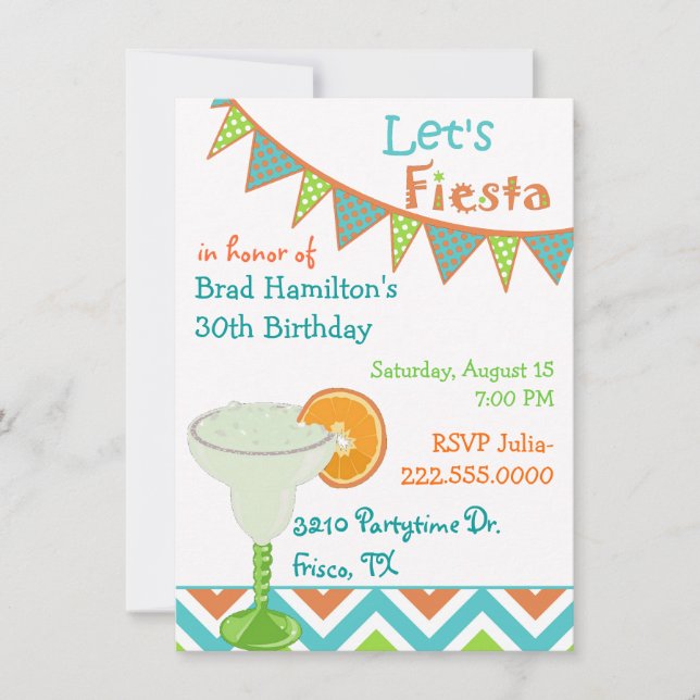 Invitation mexicaine colorée de fête (Devant)