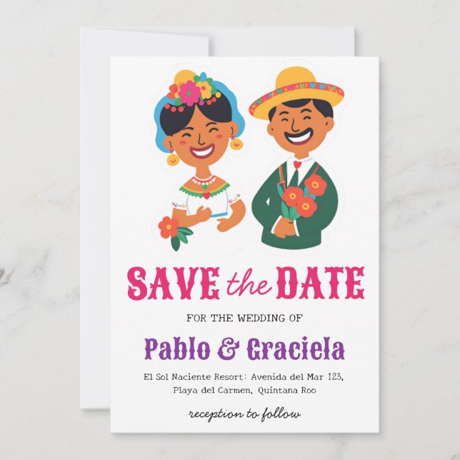 Invitation mexicaine enregistrer la date (Devant)