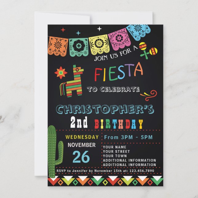 INVITATION MEXICAINE FIESTA ANNIVERSAIRE | FÊTE DE (Devant)