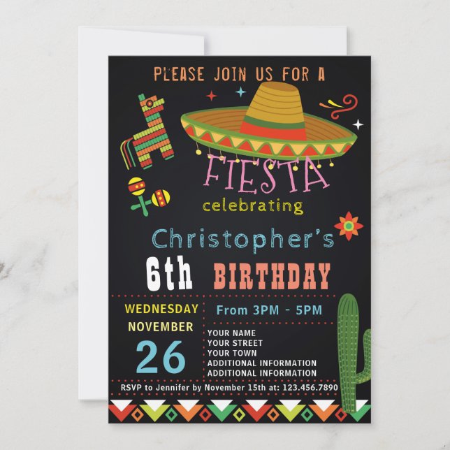 INVITATION MEXICAINE FIESTA ANNIVERSAIRE | FÊTE DE (Devant)