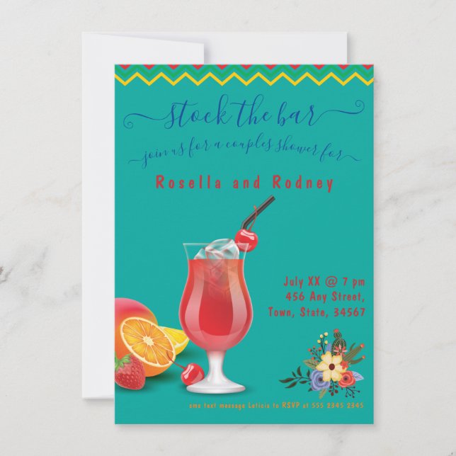 Invitation mexicaine Fiesta Couples Douche Stock du bar (Devant)