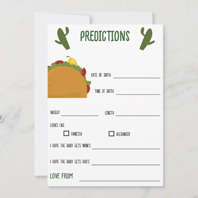 Invitation mexicaine fiesta taco prédictions pour le jeu de b (Devant)