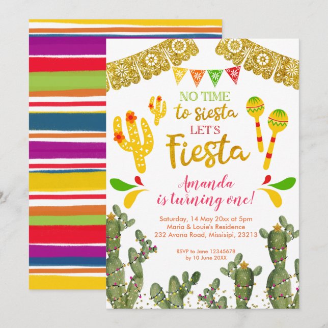 Invitation Mexicaine Pas le temps de Siesta Adulte Anniversai (Devant / Derrière)