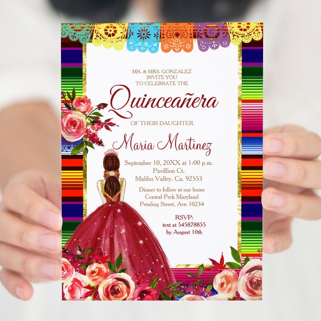 Invitation Mexican Floral Quinceañera Invite (Créateur téléchargé)