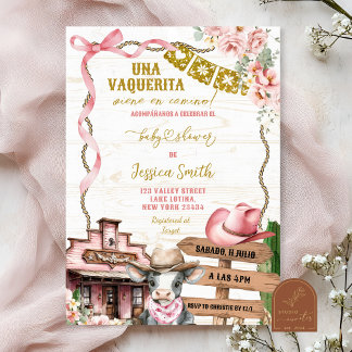 Invitation Mexican Spanish Girl Little Cowgirl Baby Shower