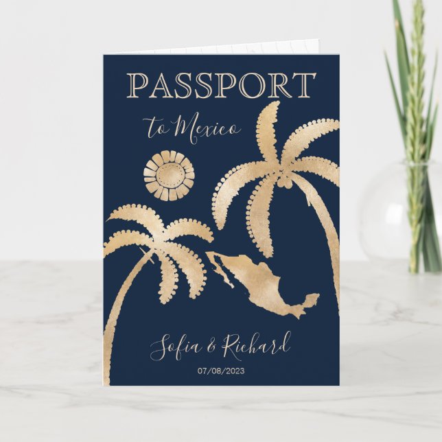 Invitation Mexique Destination Mariage Passeport World QR Cod (Devant)