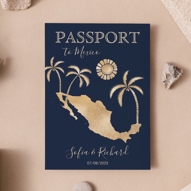 Invitation Mexique Destination Mariage Passeport World QR Cod (Créateur téléchargé)