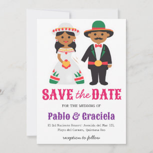 Invitation mexique fleurs mexicaine enregistrer la date