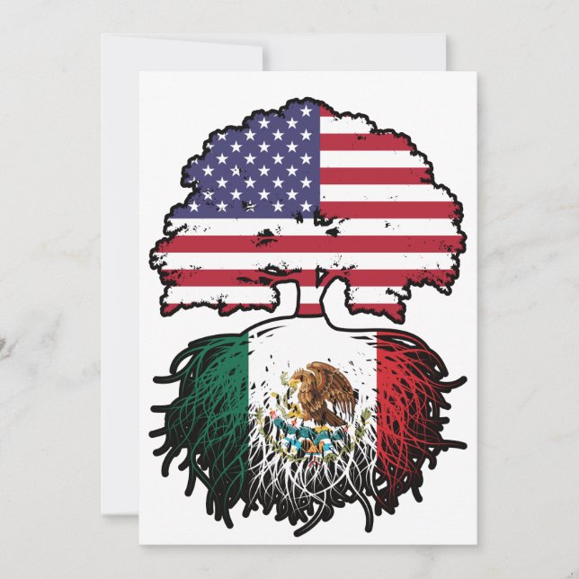 Invitation Mexique Mexique États-Unis drapeau des racines d'a (Devant)