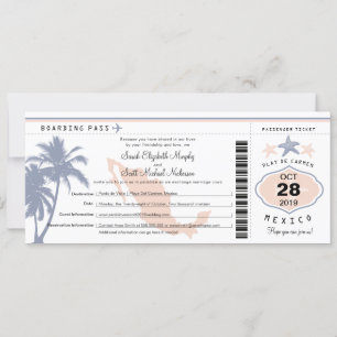 Invitation Mexique Palm Tree Starfish Passe Mariage dans