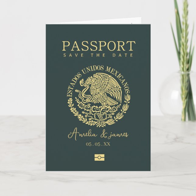Invitation Mexique Passeport Destination Mariage (Devant)