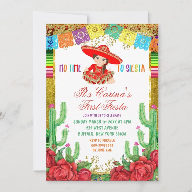 Invitation Mexique Red Charra premier anniversaire Fiesta Inv (Devant)
