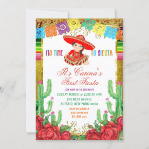 Invitation Mexique Red Charra premier anniversaire Fiesta Inv