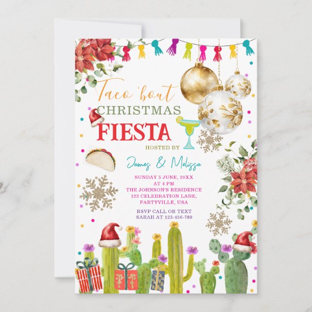 Invitation Mexique Taco à propos de Noël Fête Fête (Devant)