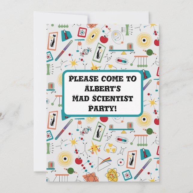 Invitation Mi-siècle moderne de l'âge atomique STEM Physique  (Devant)