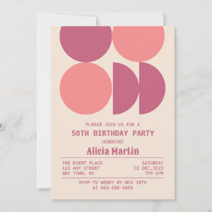 Invitation Mi-siècle Moderne Rétro Géométrique Beige Annivers
