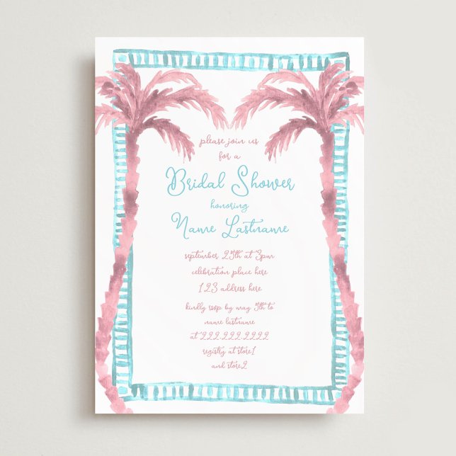 Invitation Miami Tropical Beach Fête des mariées peinte à la  (Créateur téléchargé)