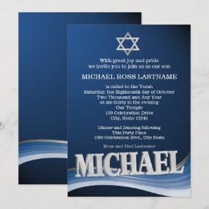 Invitation Michael Steel Wave Name Bar Mitzvah