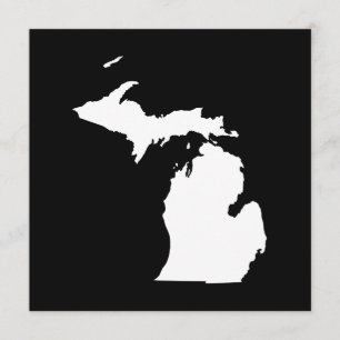 Invitation Michigan en blanc et noir