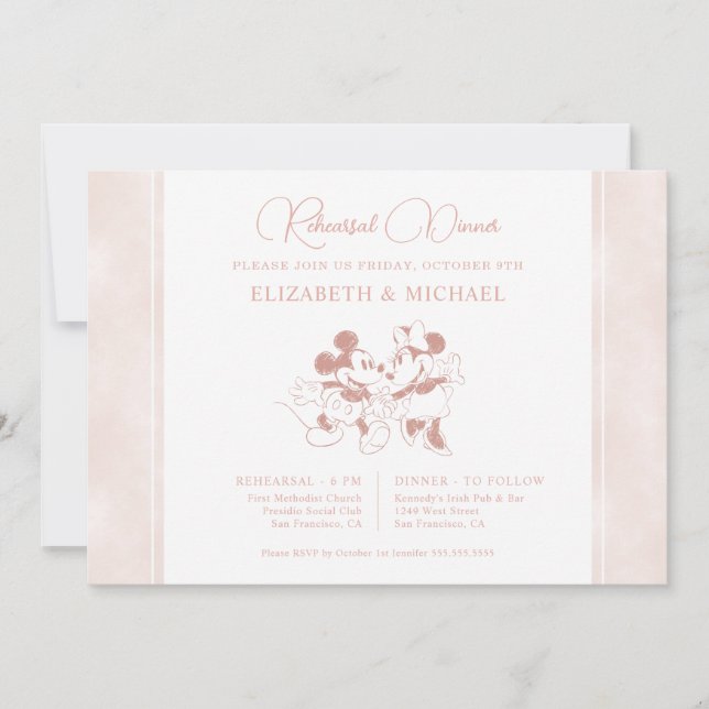 Invitation Mickey and Minnie Mouse Pink Rehearsal Dinner (Devant)