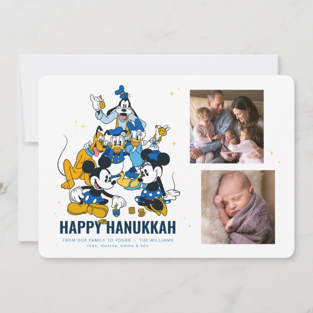 Invitation Mickey et amis Happy Hanoukka avec photos (Devant)
