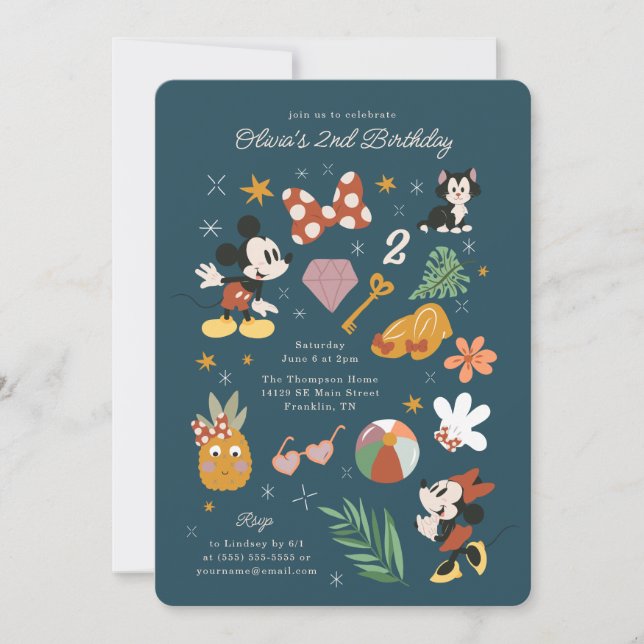 Invitation Mickey et Minnie Tropical Summer Birthday (Devant)