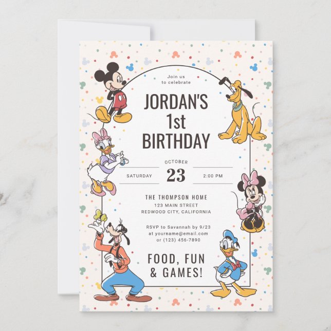 Invitation Mickey & Friends Caractère Disney Anniversaire (Devant)