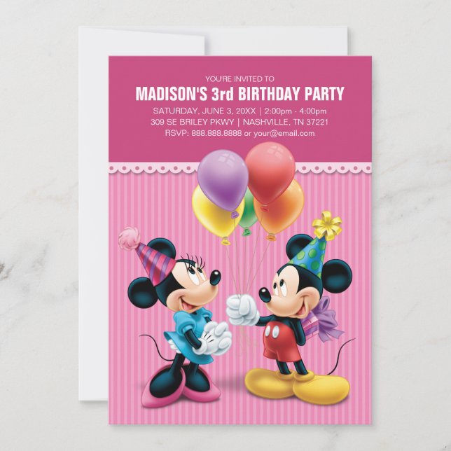 Invitation Mickey & Minnie Balloons Anniversaire (Devant)
