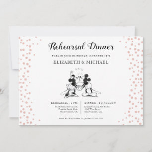 Invitation Mickey & Minnie Dîner de répétition au confetti