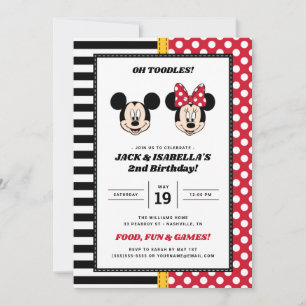 Invitation Mickey & Minnie   Jumeaux de garçon/fille