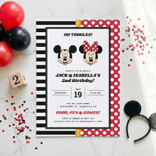 Invitation Mickey & Minnie   Jumeaux de garçon/fille