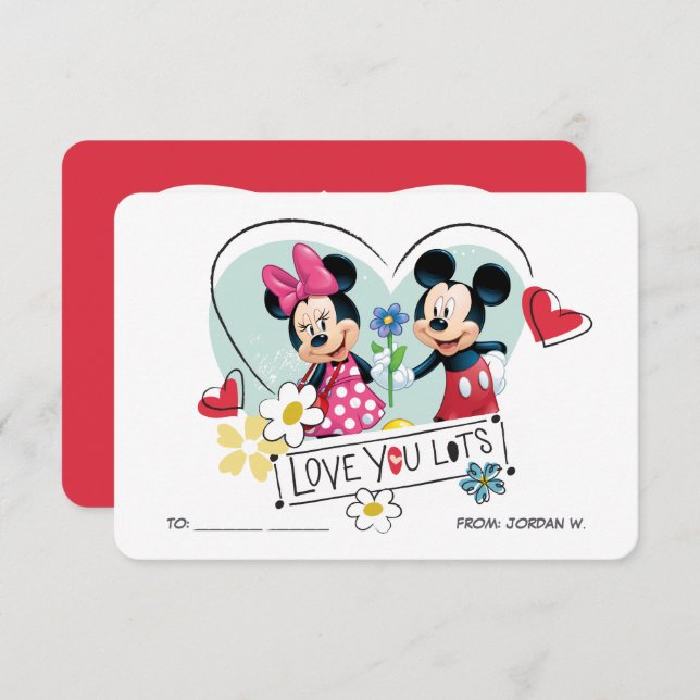 Invitation Mickey & Minnie | Love you Lots (Devant / Derrière)