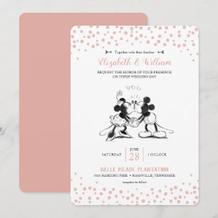 Invitation Mickey & Minnie   Mariage Confetti rose