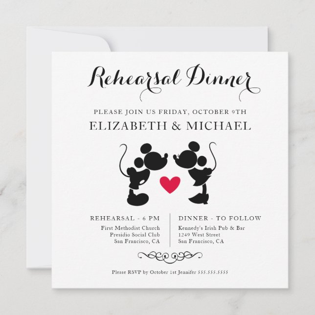 Invitation Mickey & Minnie Wedding | Rehearsal Dinner (Devant)