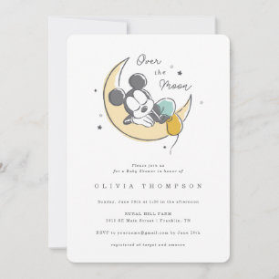 Invitation Mickey Mouse   Au-dessus de la lune - Baby shower 