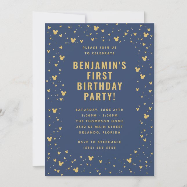 Invitation Mickey Mouse Confetti Boy's Frist Birthday (Devant)