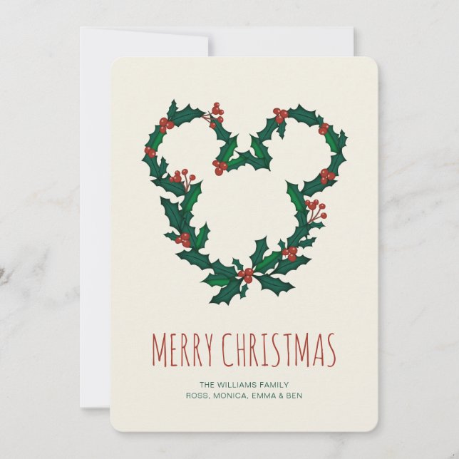 Invitation Mickey Mouse Holiday Wreath - 4 Photos (Devant)
