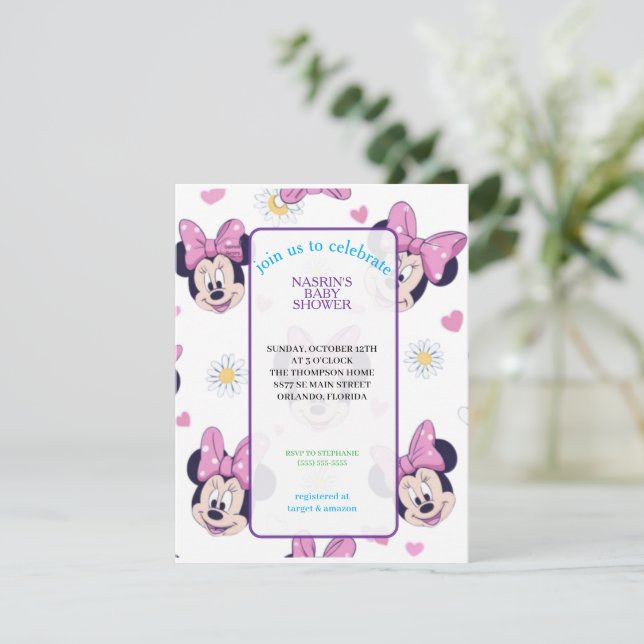Invitation Mickey Mouse Polka Dot Baby Shower (Debout devant)