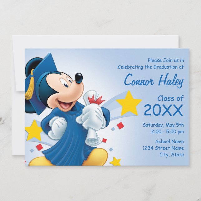Invitation Mickey Mouse | Remise des diplômes (Devant)